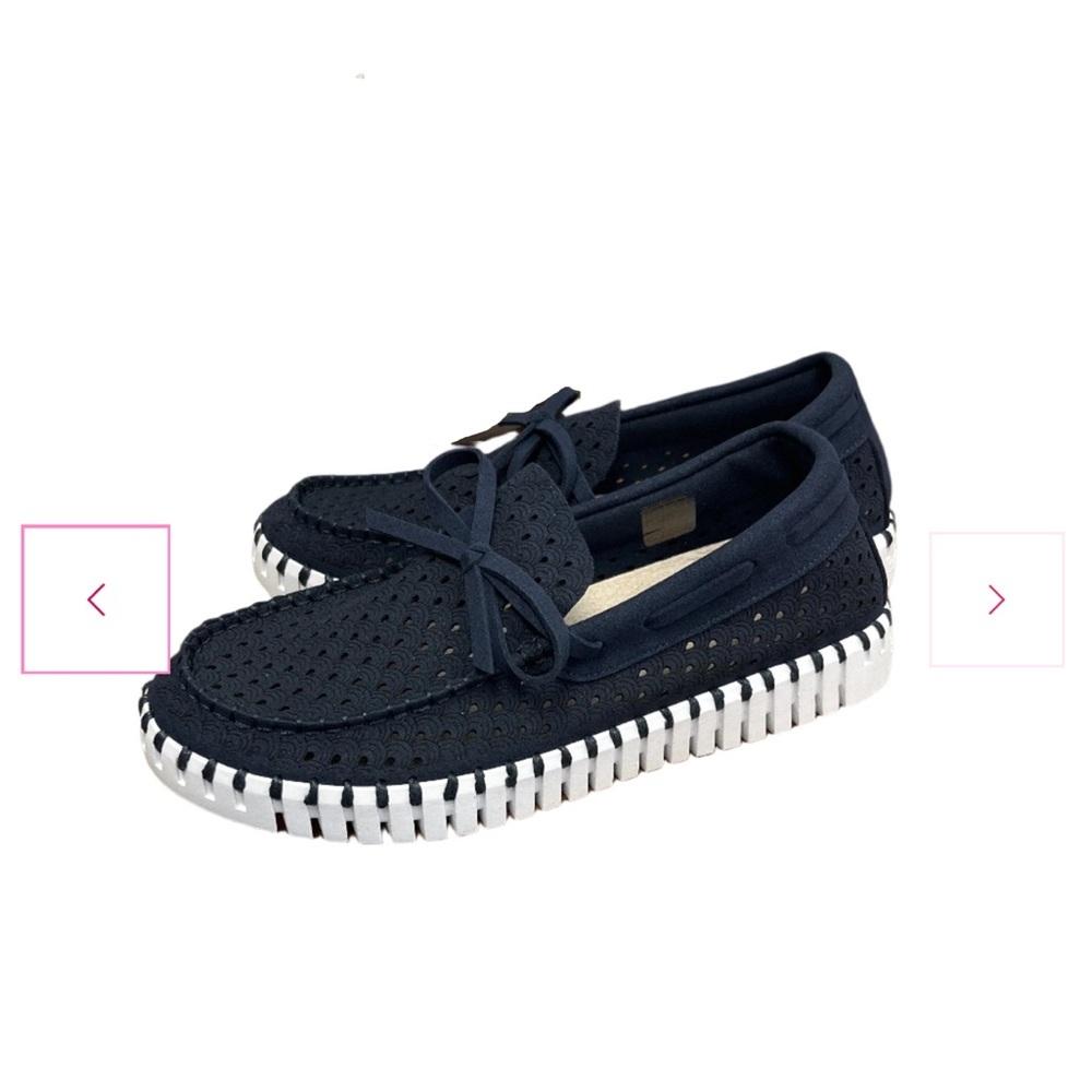 Ilse Jacobsen blue Perforated Slip-Ons